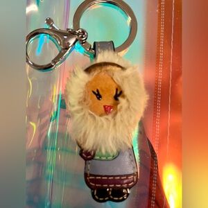 Coach Leather and Fur Eskimo Keychain/Key Fob